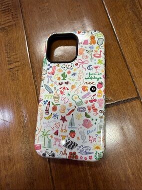 Casely iPhone 14 Pro Max Case with Multicolor Doodle Pattern - White